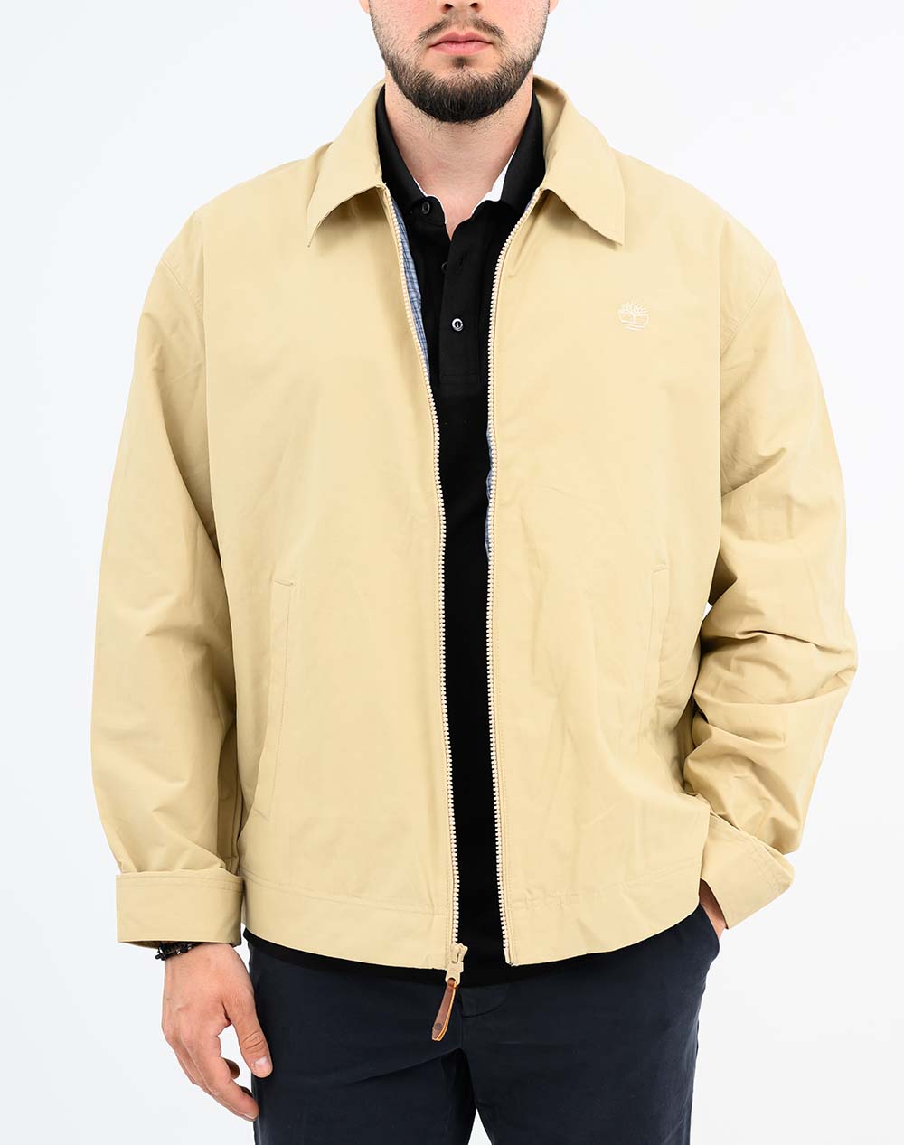 Timberland Ανδρικό Bomber Jacket Μπεζ Βαμβάκι Πολυαμίδιο