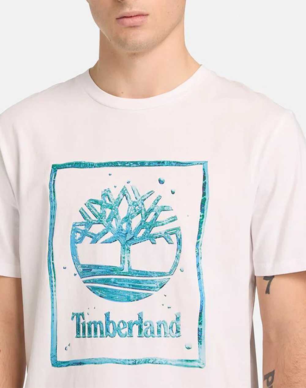 Timberland Water Stack Logo Short Sleeve Tee Tb0A5Mv4-100 White ανδρικά ρούχα μπλούζες T-Shirt Politikos Shop Πολιτικός