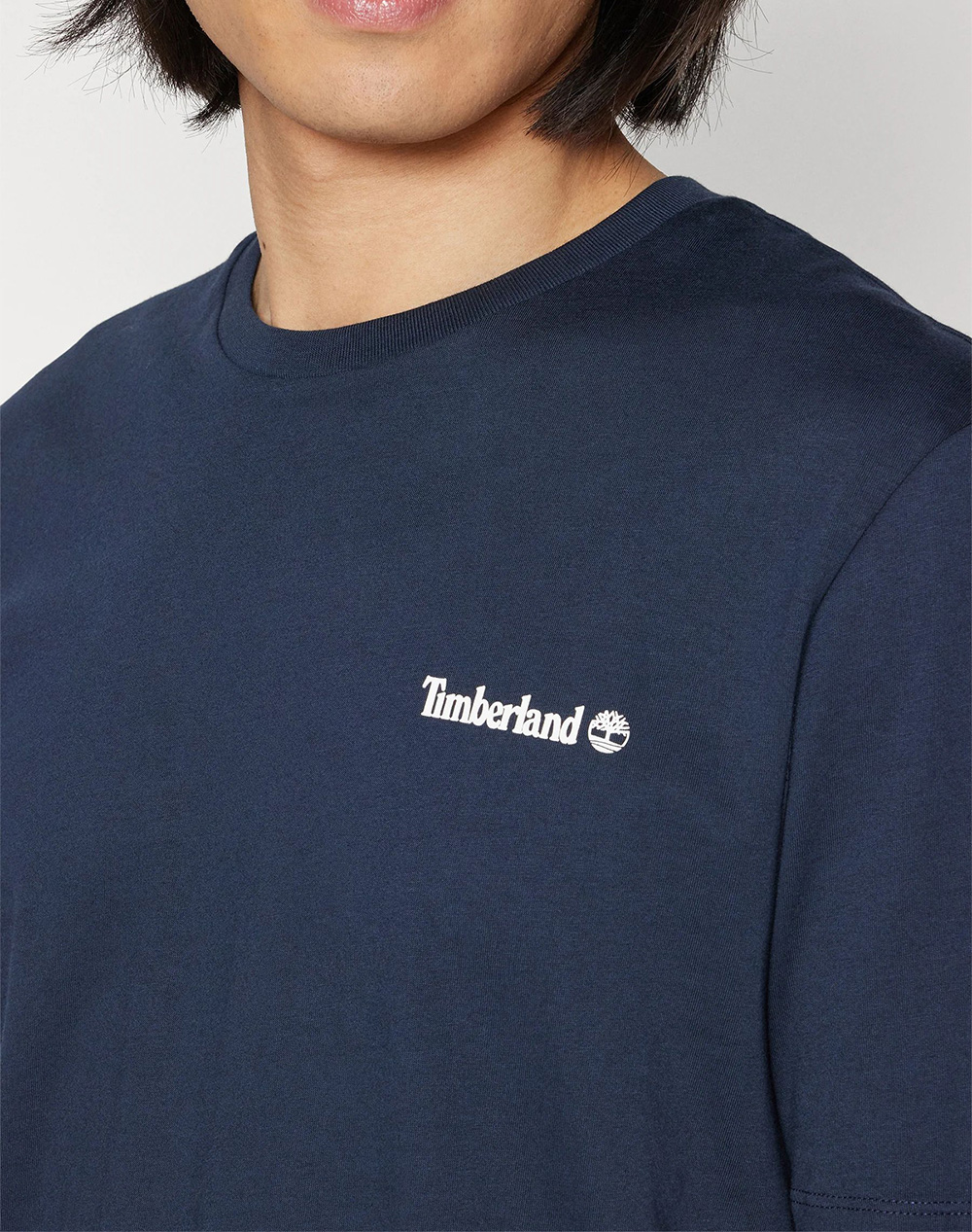 Timberland Small Linear Logo Print Tee Tb0A5Qqt-433 Darkblue ανδρικά ρούχα μπλούζες T-Shirt Politikos Shop Πολιτικός