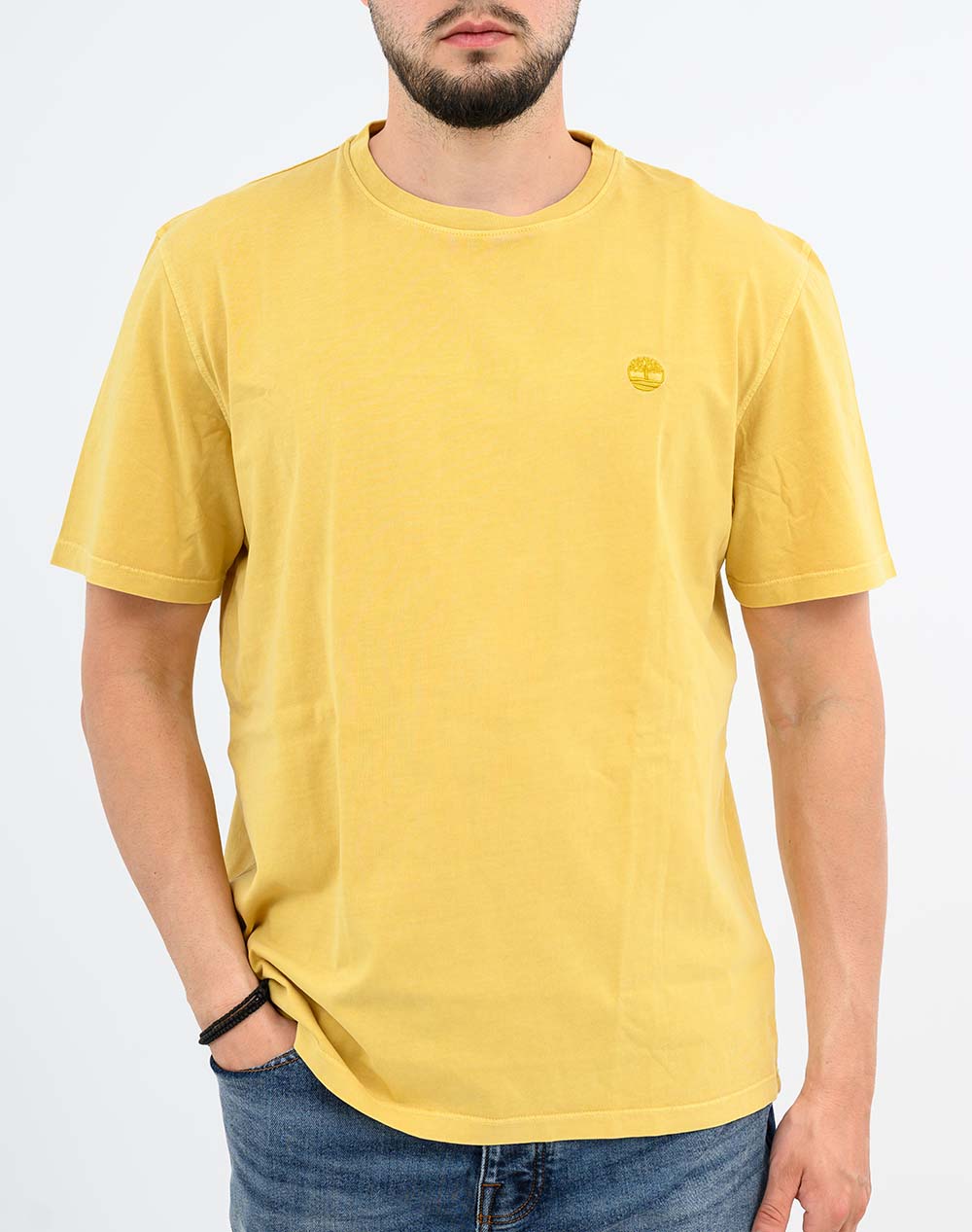 Timberland Garment Dye Short Sleeve Tee Tb0A5Yay-A7H Yellow ανδρικά ρούχα μπλούζες T-Shirt Politikos Shop Πολιτικός