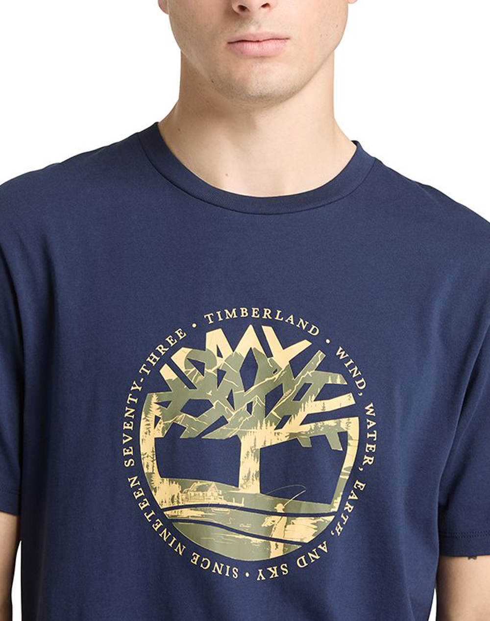 Timberland Tree Logo Lake House Graphic Tee Tb0A5Mvr-451 Darkblue ανδρικά ρούχα μπλούζες T-Shirt Politikos Shop Πολιτικός