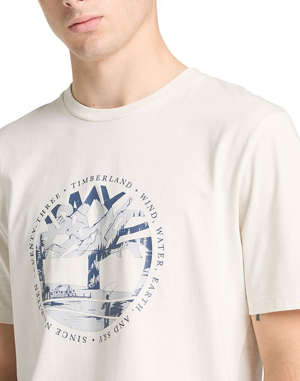 Timberland Tree Logo Lake House Graphic Tee Tb0A5Mvr-Cm9 Offwhite ανδρικά ρούχα μπλούζες T-Shirt Politikos Shop Πολιτικός