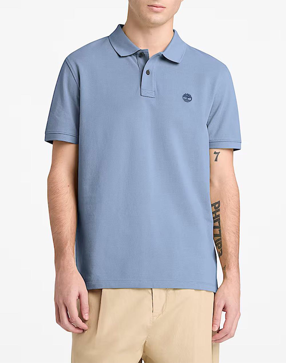 Timberland Ανδρική Μπλούζα Polo Κοντομάνικη Ανοιχτό Μπλε Βαμβάκι