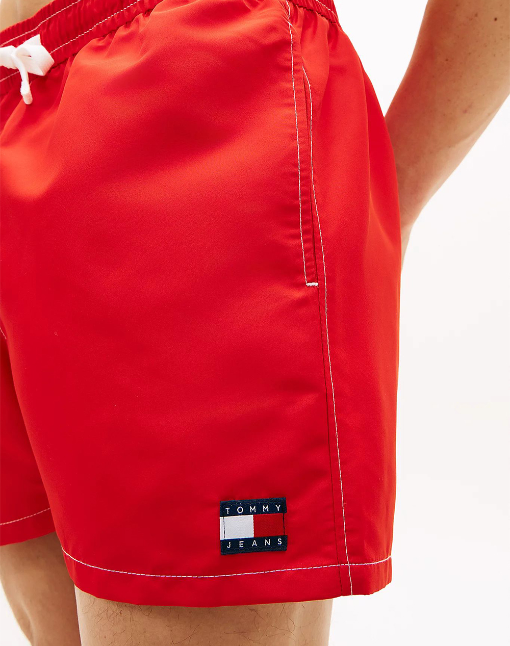 Tommy Jeans Tj Medium Drawstring Solid Um0Um03852-Xnl Red ανδρικά ρούχα μαγιό Σορτς Politikos Shop Πολιτικός