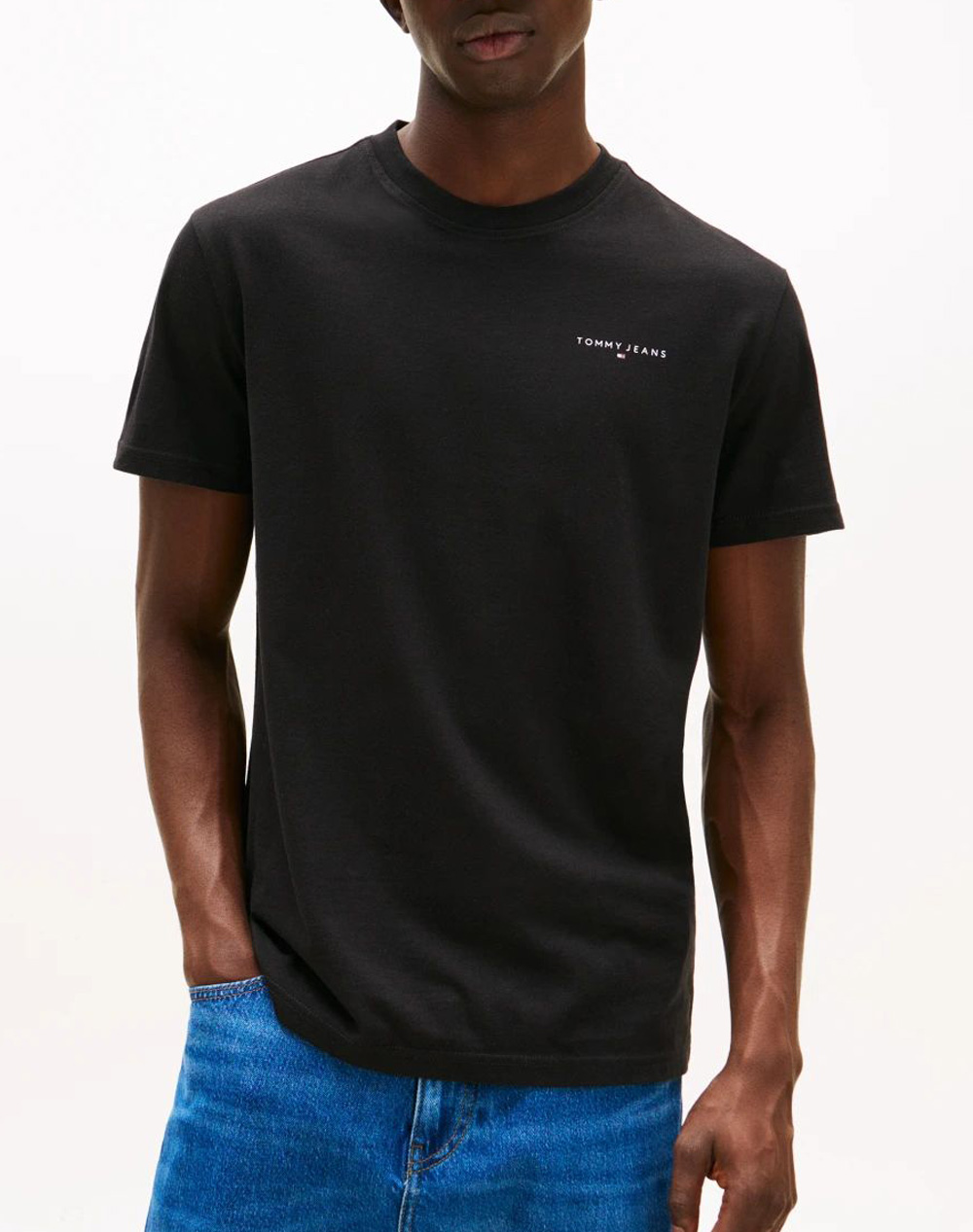TOMMY JEANS TJM SLIM LINEAR CHEST TEE EXT DM0DM21780-BDS Black