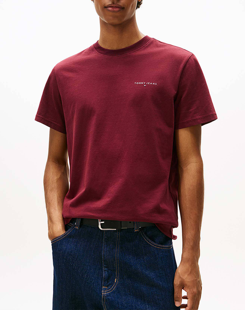 TOMMY JEANS TJM SLIM LINEAR CHEST TEE EXT DM0DM21780-XIU Bordeux