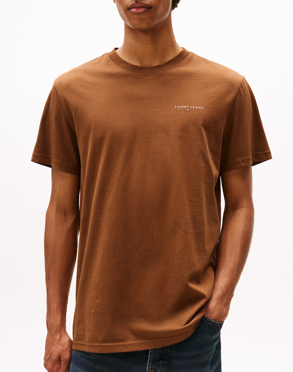 TOMMY JEANS TJM SLIM LINEAR CHEST TEE EXT DM0DM21780-GVP Brown