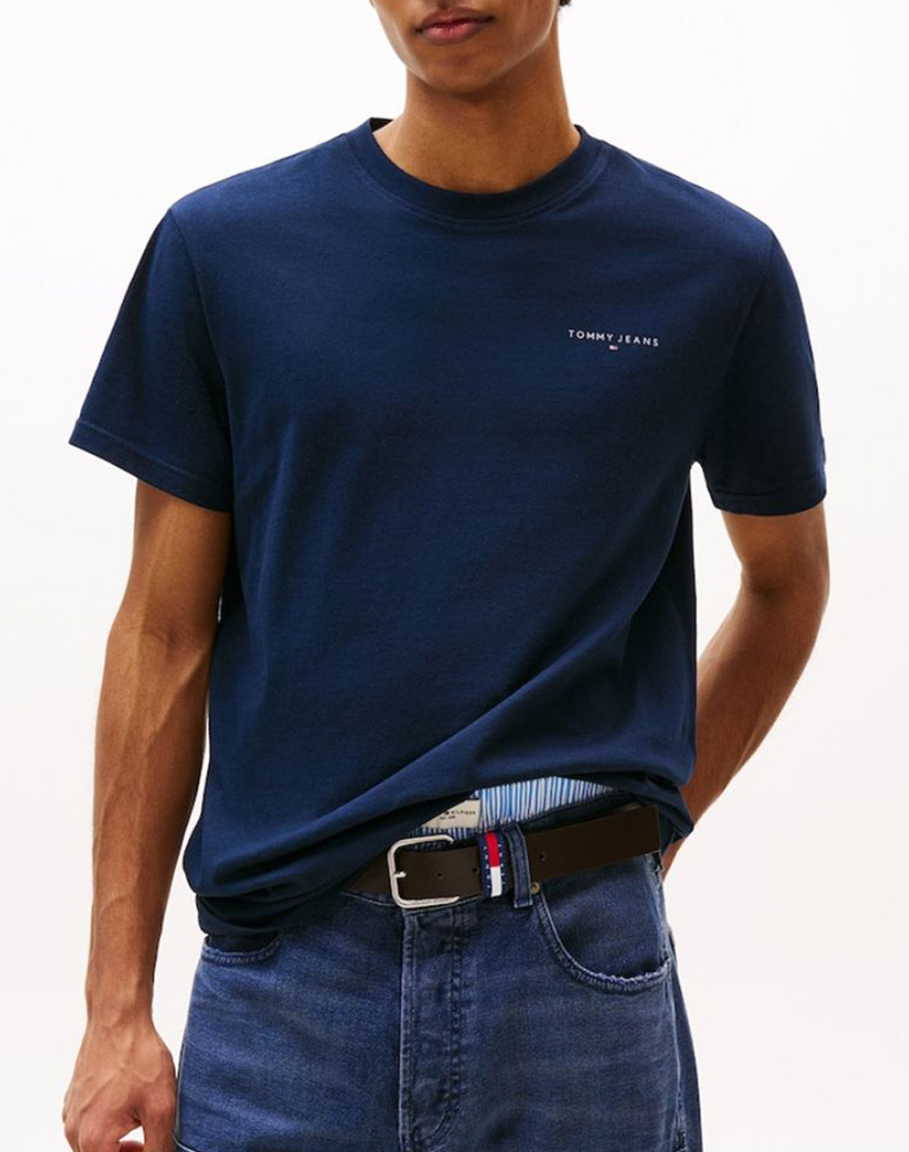 TOMMY JEANS TJM SLIM LINEAR CHEST TEE EXT DM0DM21780-C1G DarkBlue