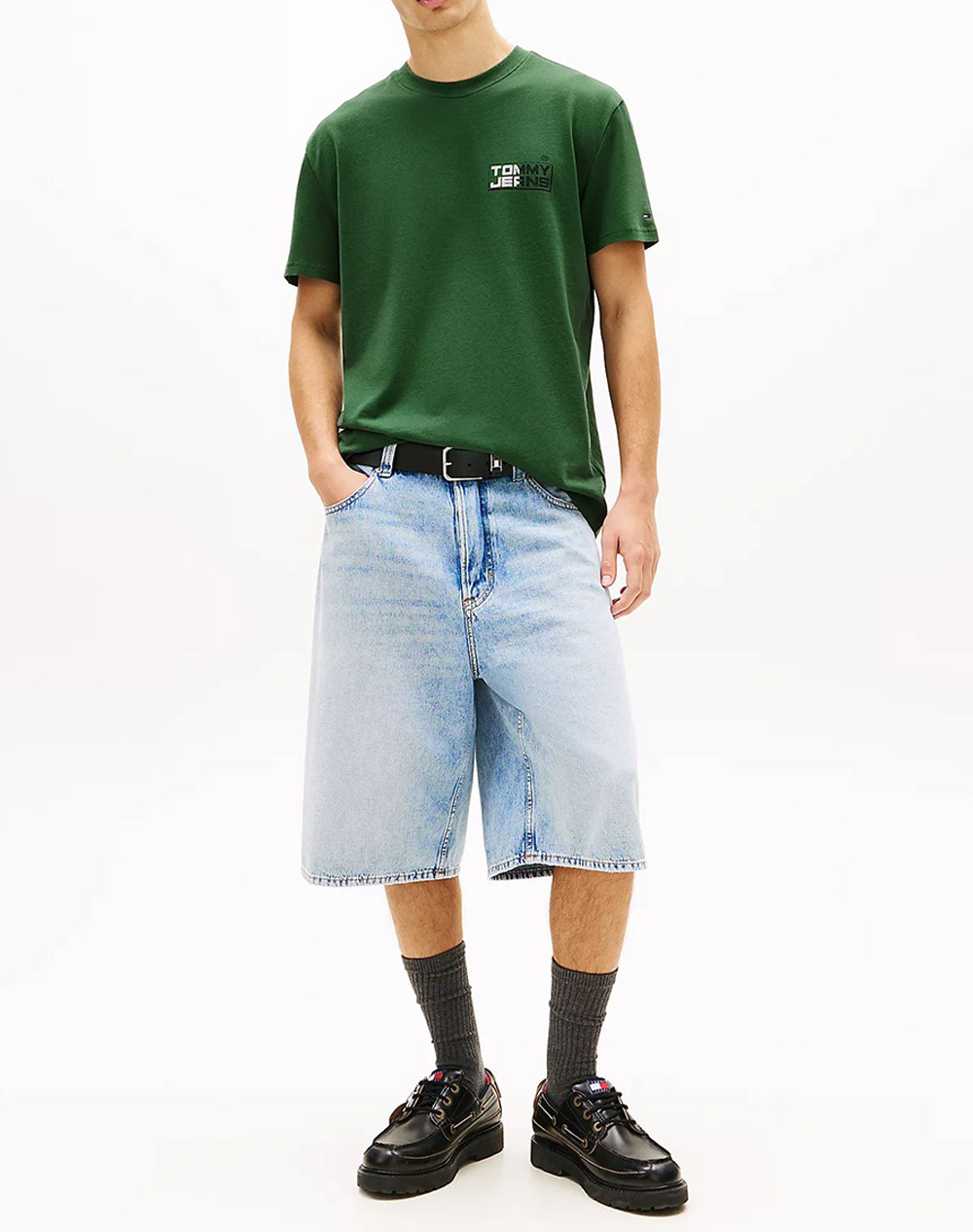 Tommy Jeans Tjm Reg Tj Gym Block Ss Tee Ext Dm0Dm22536-Mbl Green ανδρικά ρούχα μπλούζες T-Shirt Politikos Shop Πολιτικός