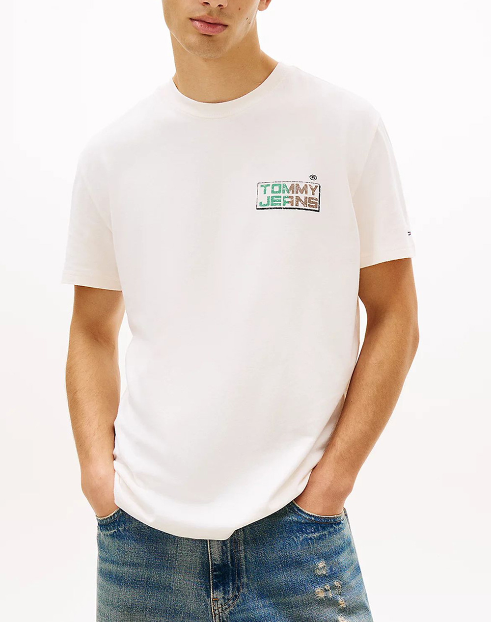 TOMMY JEANS TJM REG TJ GYM BLOCK SS TEE EXT DM0DM22536-YBH OffWhite