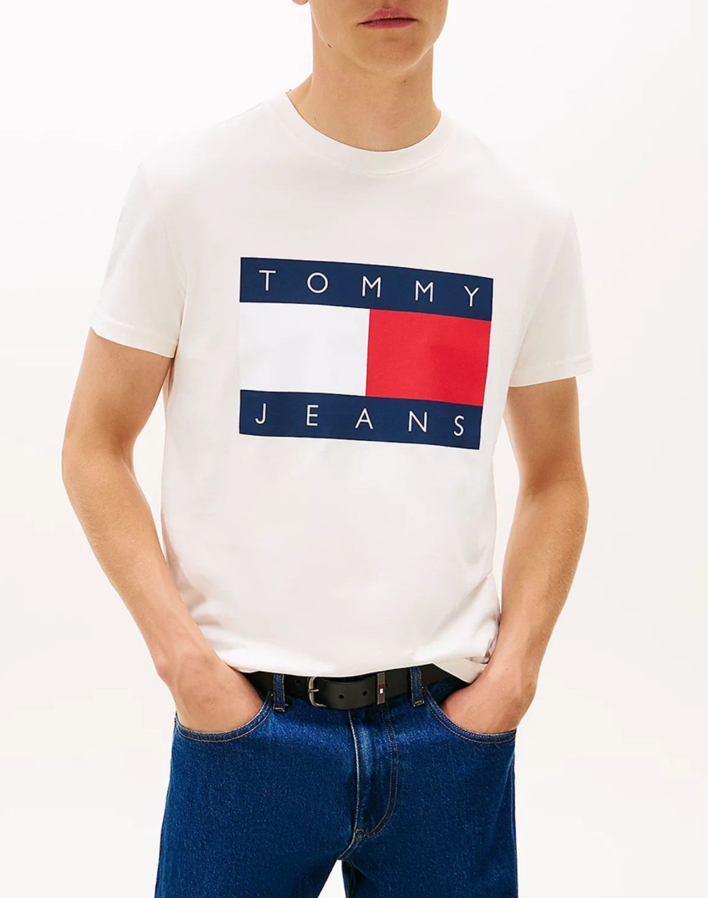 TOMMY JEANS TJM REG BIG FLAG SS TEE EXT DM0DM22645-YBH OffWhite