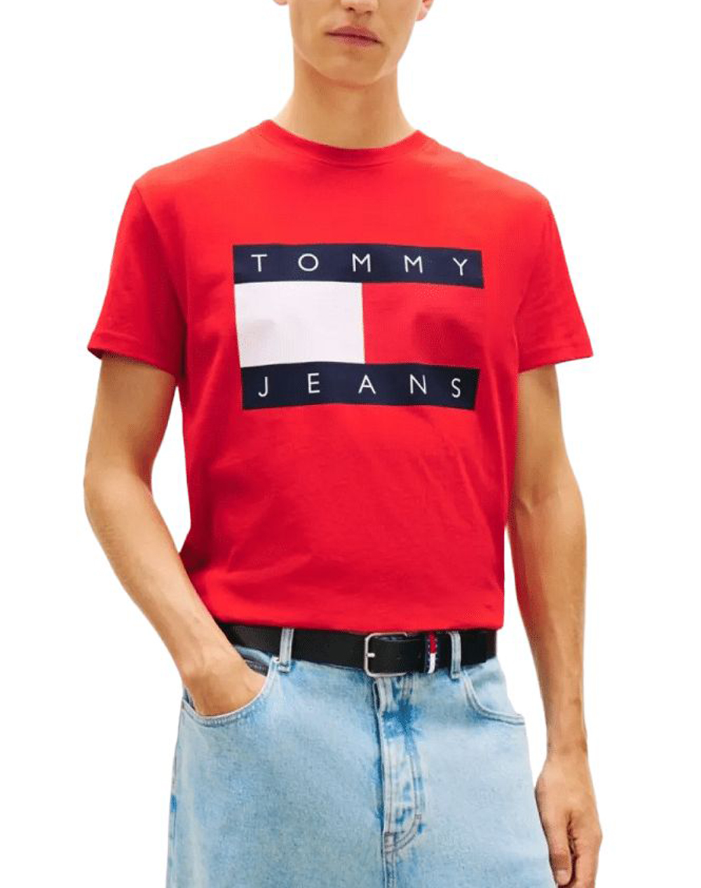 TOMMY JEANS TJM REG BIG FLAG SS TEE EXT DM0DM22645-XL8 Red
