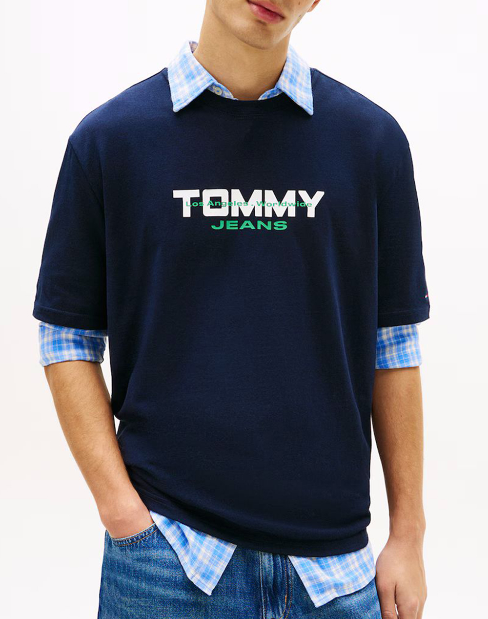 TOMMY JEANS TJM 90S TJ BLOCK SS TEE DM0DM22550-C1G DarkBlue