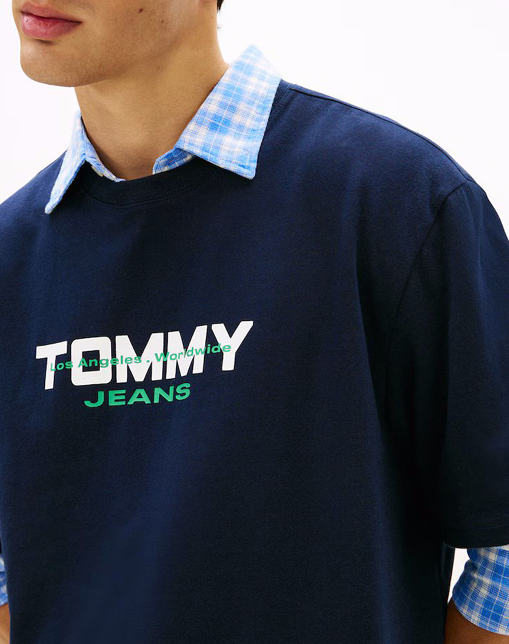 Tommy Jeans Tjm 90S Tj Block Ss Tee Dm0Dm22550-C1G Darkblue ανδρικά ρούχα μπλούζες T-Shirt Politikos Shop Πολιτικός