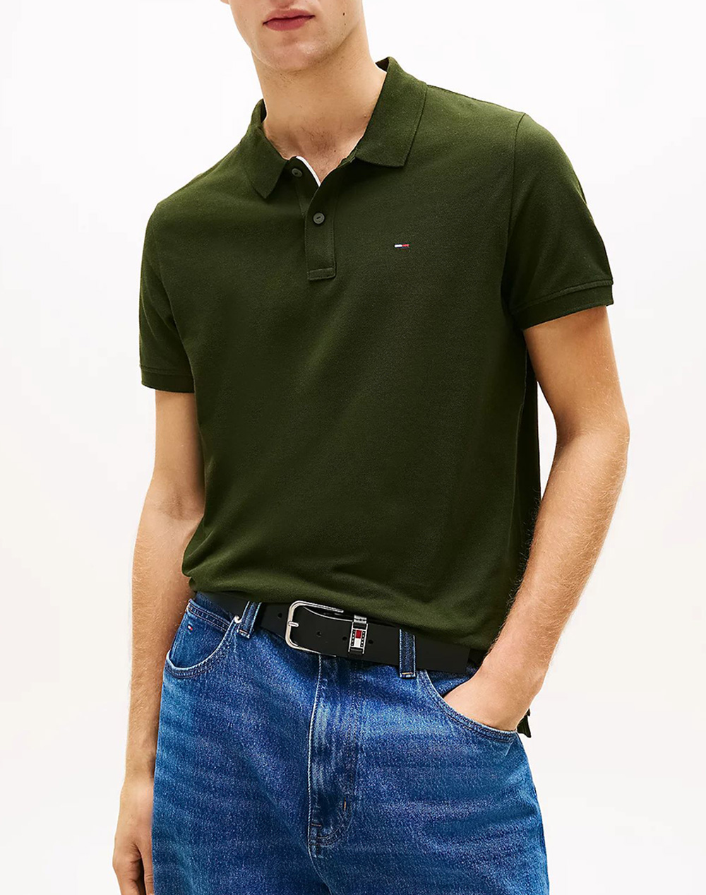 TOMMY JEANS TJM SLIM PLACKET POLO EXT DM0DM20676-M0H DarkGreen