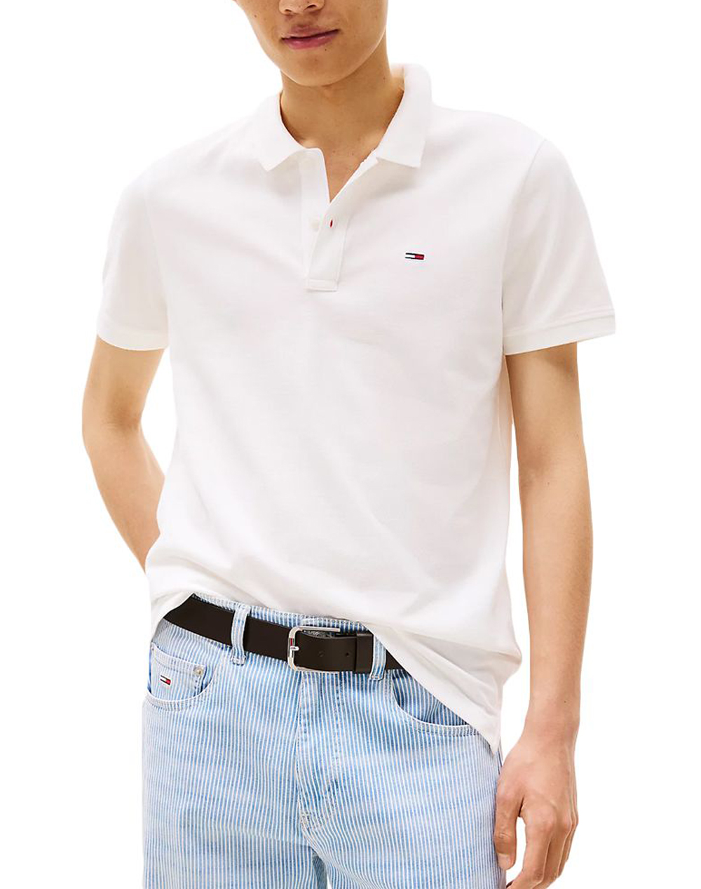 TOMMY JEANS TJM SLIM PLACKET POLO EXT DM0DM20676-YBL OffWhite