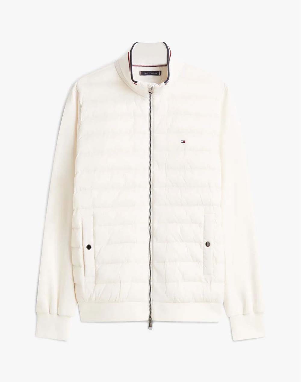 TOMMY HILFIGER MIX MEDIA ESS RWB STAND COLLAR MW0MW41329-Z00 Cream