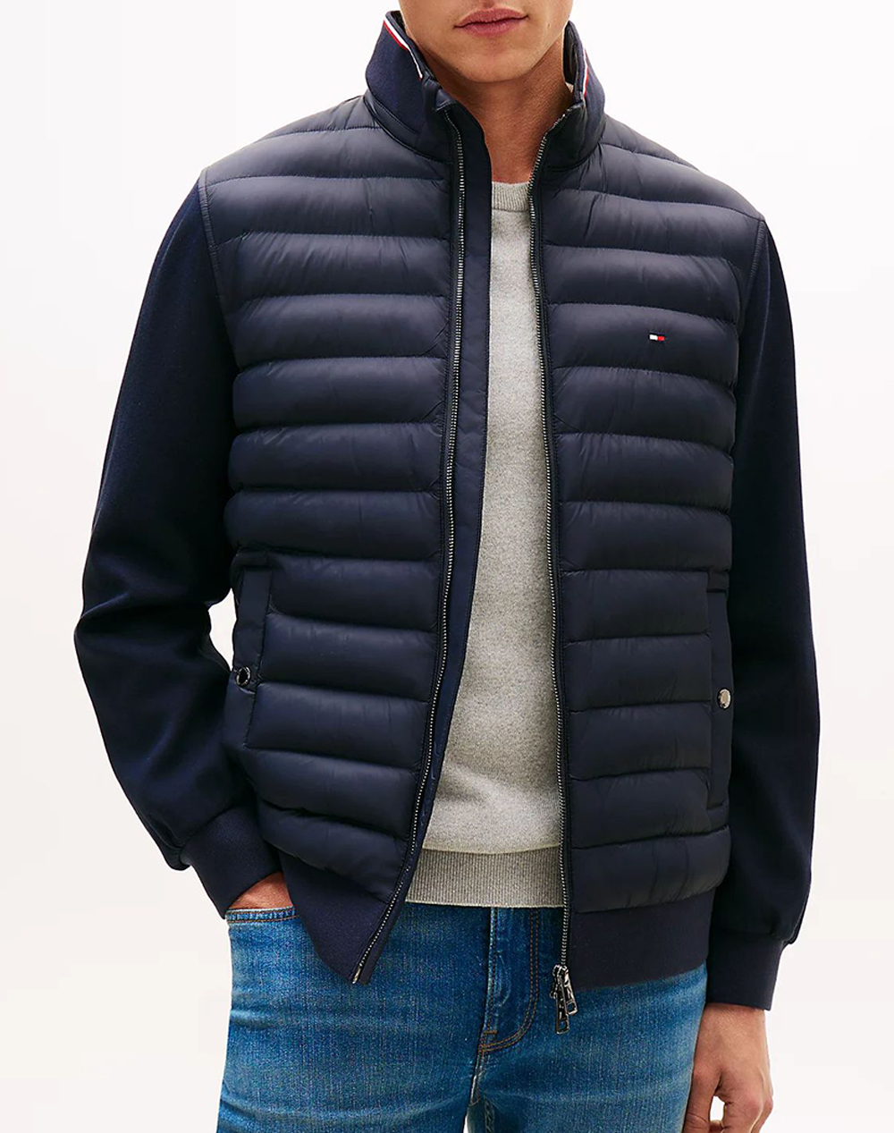 TOMMY HILFIGER MIX MEDIA ESS RWB STAND COLLAR MW0MW41329-DW5 DarkBlue