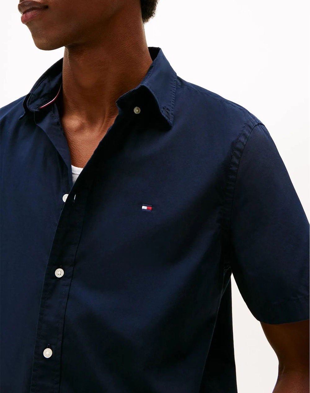 Tommy Hilfiger Flex Poplin Solid S Shirt Mw0Mw42248-Dw5 Navyblue ανδρικά ρούχα πουκάμισα Politikos Shop Πολιτικός