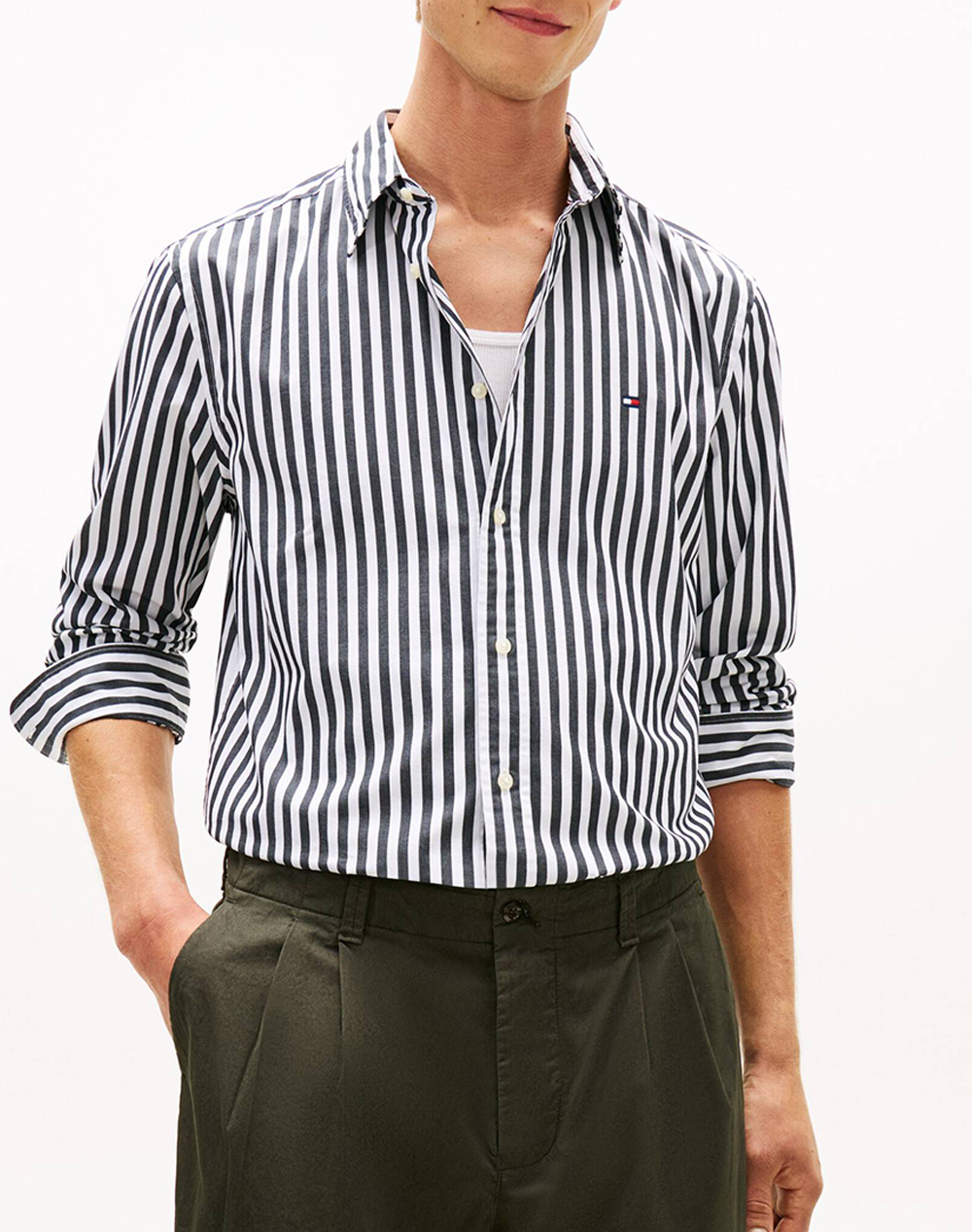 TOMMY HILFIGER FLEX POPLIN CLASSIC STP RF SHIRT MW0MW42440-0AP Black