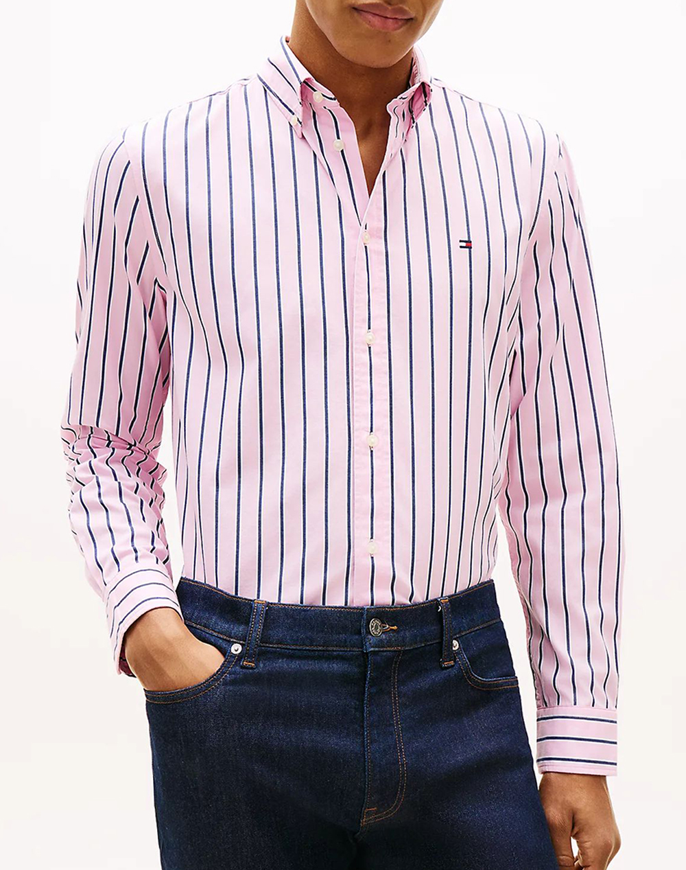 TOMMY HILFIGER FLEX POPLIN BOLD STRIPE RF SHIRT MW0MW42441-0D1 Pink