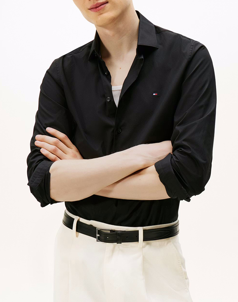 TOMMY HILFIGER CL FLEX POPLIN SF SHIRT MW0MW38347-BDSR Black