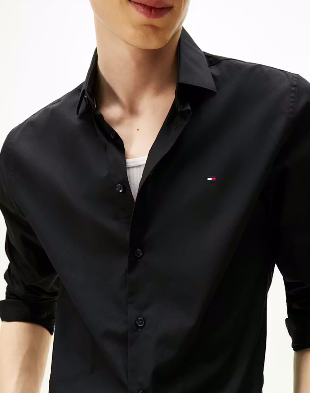 Tommy Hilfiger Cl Flex Poplin Sf Shirt Mw0Mw38347-Bdsr Black ανδρικά ρούχα πουκάμισα Politikos Shop Πολιτικός