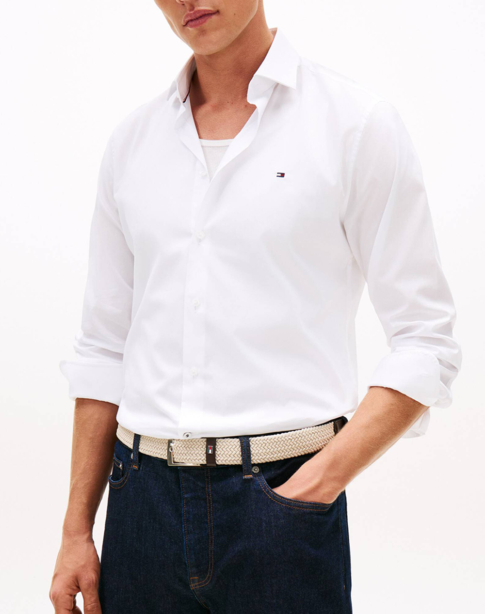 TOMMY HILFIGER CL FLEX POPLIN SF SHIRT MW0MW38347-YBRR White