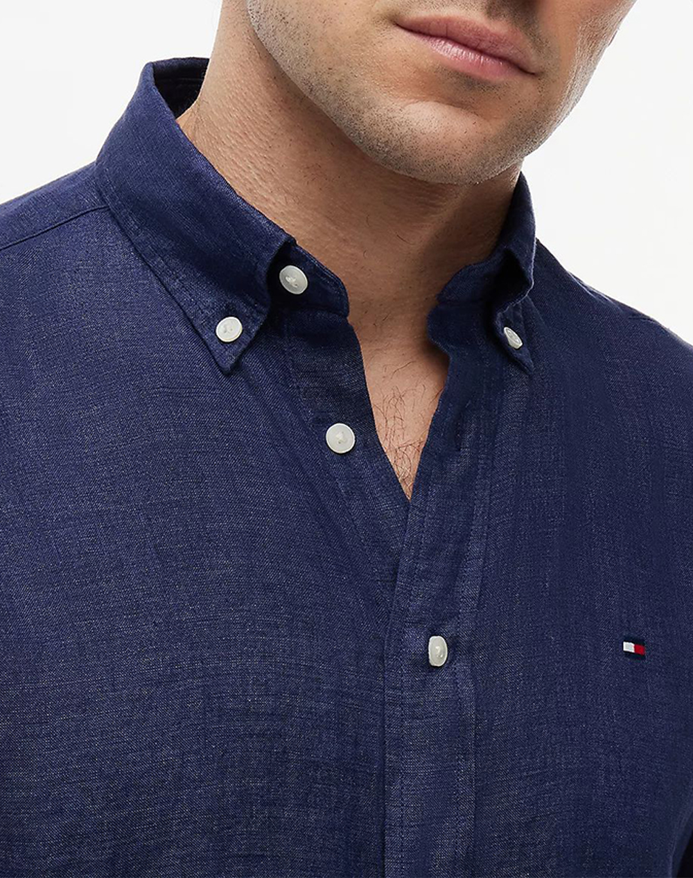 Tommy Hilfiger Pigment Dyed Li Solid Rf Shirt Mw0Mw41530-Dcc Denimdarkblue ανδρικά ρούχα πουκάμισα Politikos Shop Πολιτικός