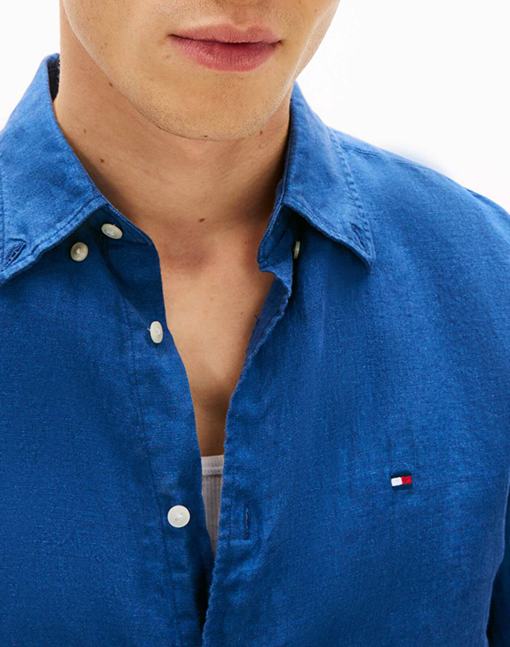Tommy Hilfiger Pigment Dyed Li Solid Rf Shirt Mw0Mw41530-C3I Jeanblue ανδρικά ρούχα πουκάμισα Politikos Shop Πολιτικός