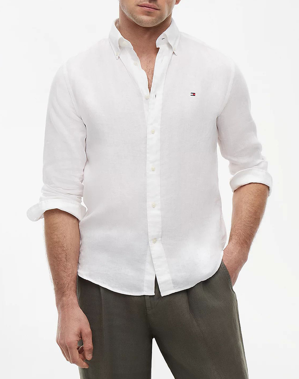 TOMMY HILFIGER PIGMENT DYED LI SOLID RF SHIRT MW0MW41530-YBR White