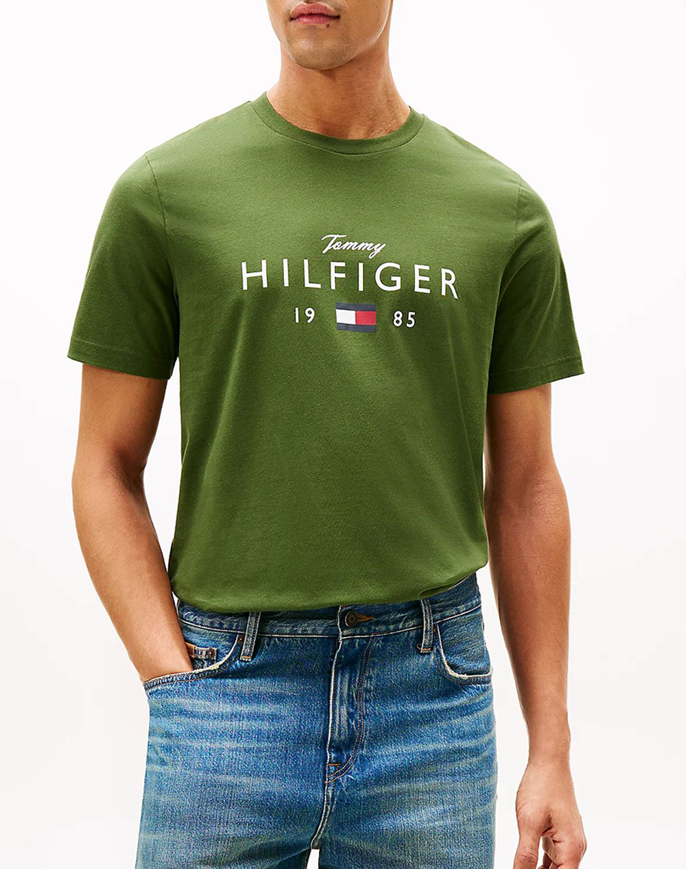 TOMMY HILFIGER BRAND LOVE BIG HILFIGER TEE MW0MW41455-L01 Green