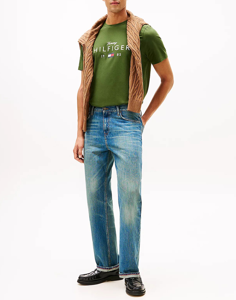 TOMMY HILFIGER BRAND LOVE BIG HILFIGER TEE MW0MW41455-L01 Green φωτογραφία