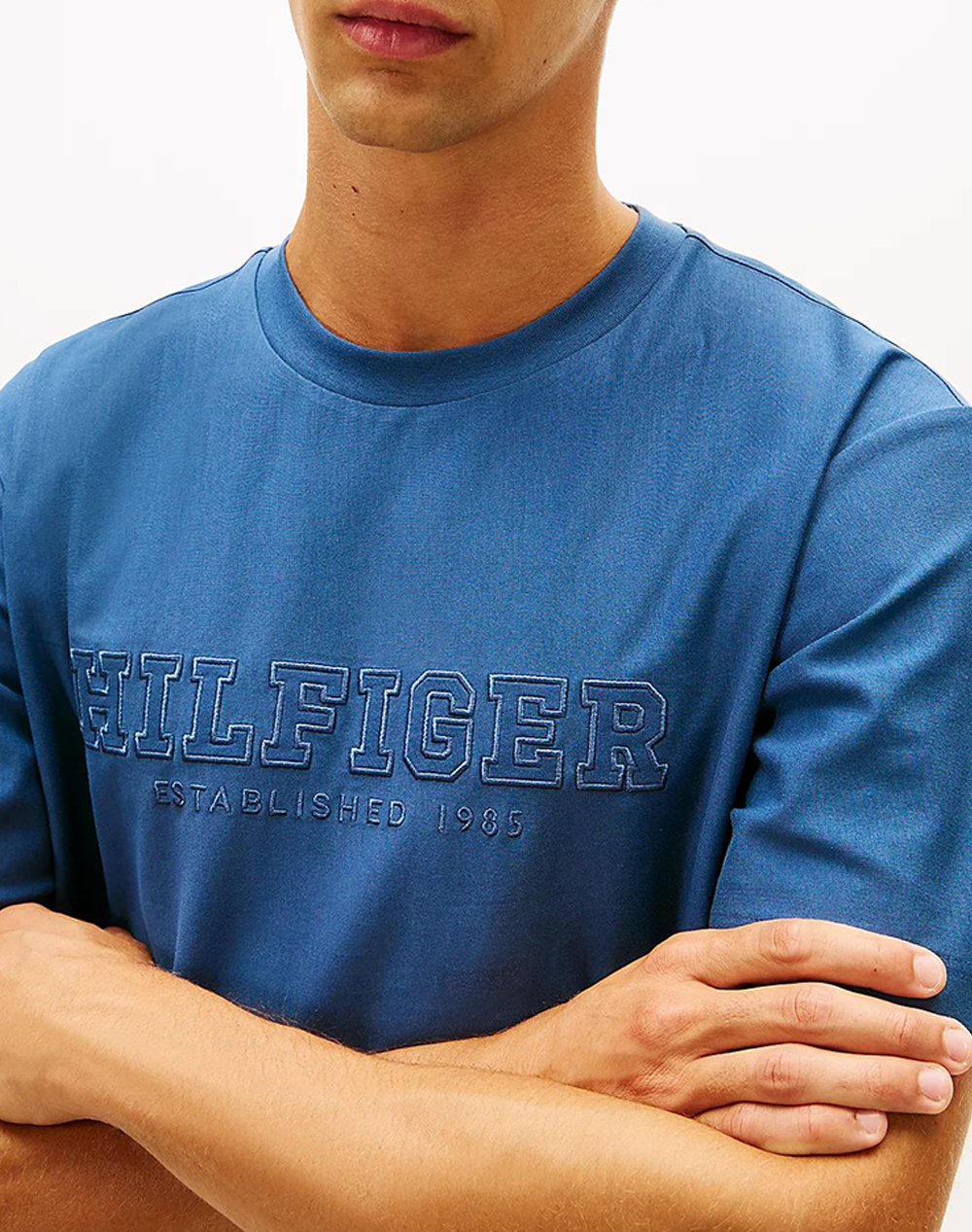 Tommy Hilfiger Mix Media Graphic Tee Mw0Mw41766-Dbz Blue ανδρικά ρούχα μπλούζες T-Shirt Politikos Shop Πολιτικός