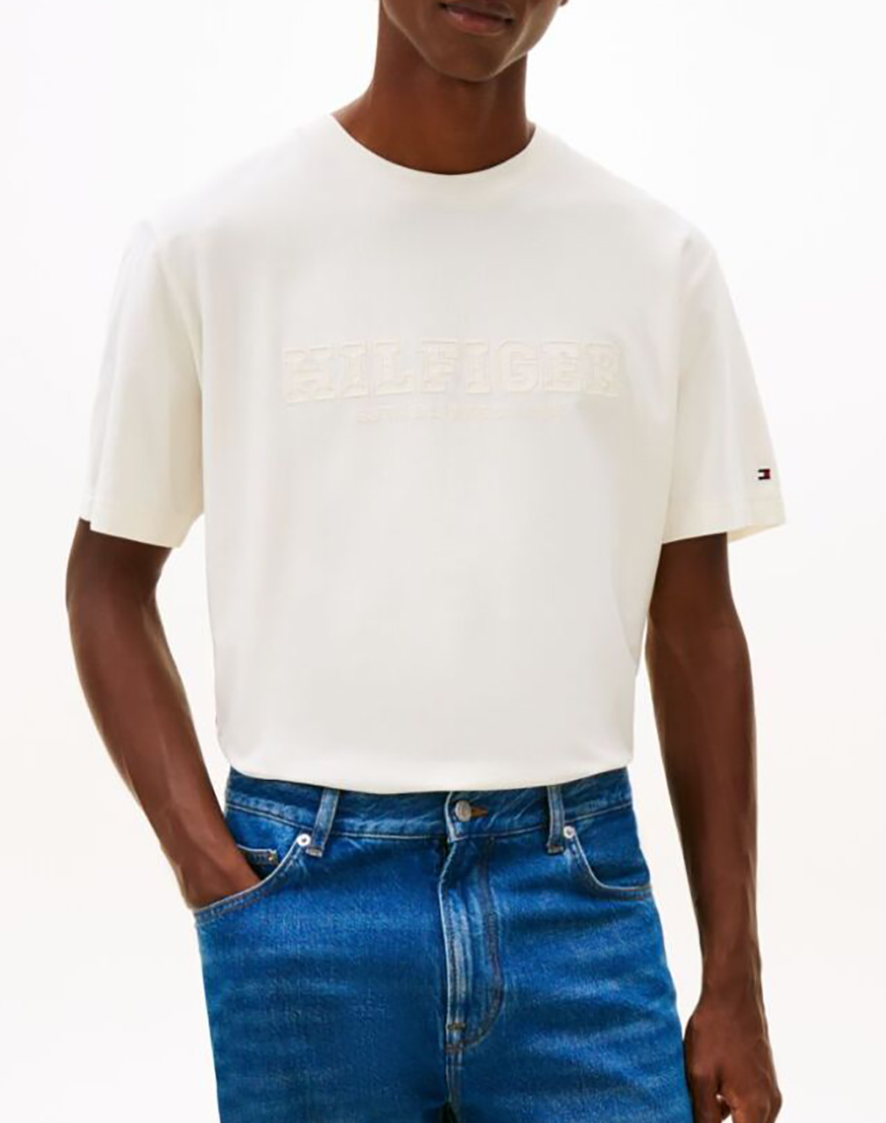 TOMMY HILFIGER MIX MEDIA GRAPHIC TEE MW0MW41766-Z00 Cream