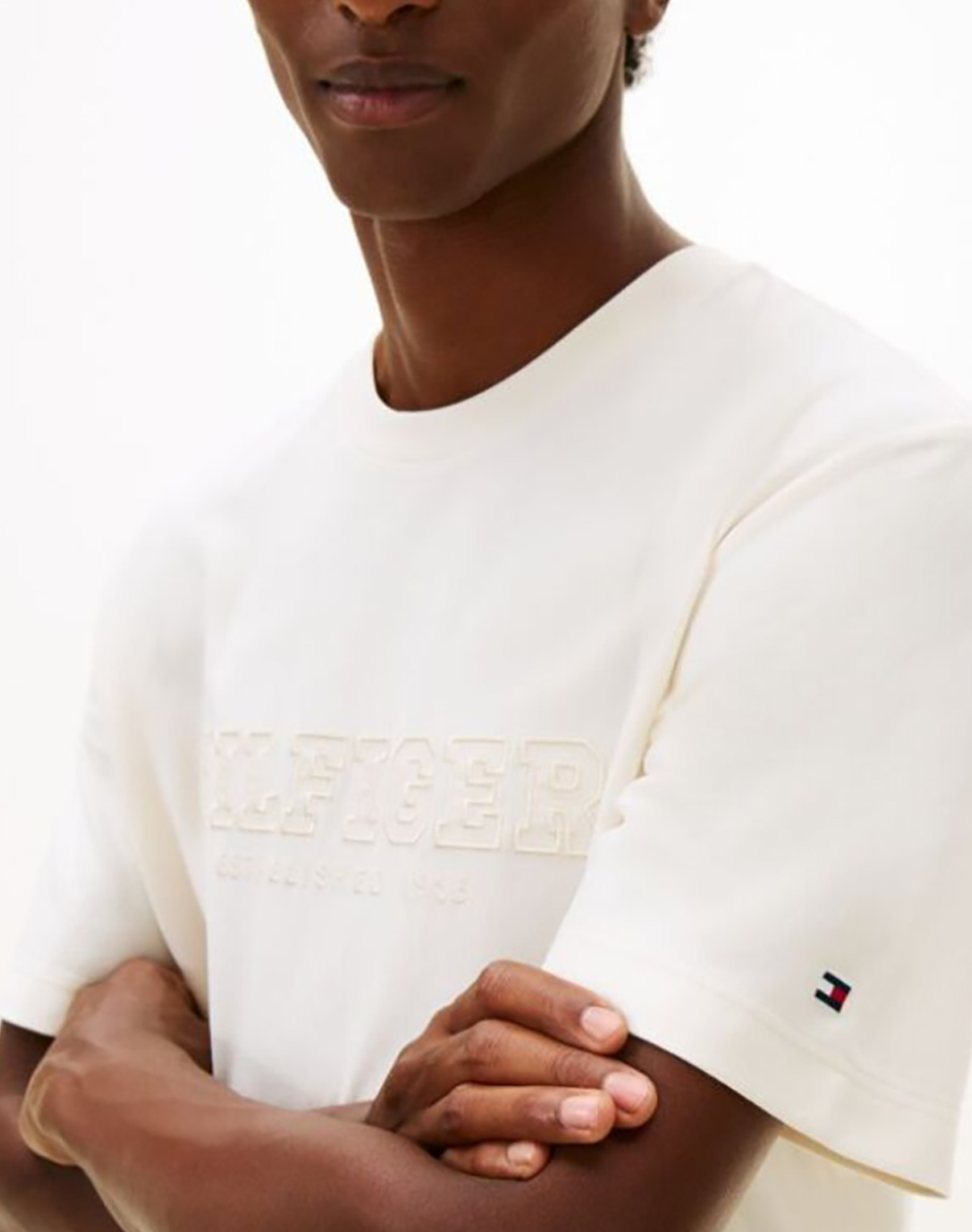 Tommy Hilfiger Mix Media Graphic Tee Mw0Mw41766-Z00 Cream ανδρικά ρούχα μπλούζες T-Shirt Politikos Shop Πολιτικός