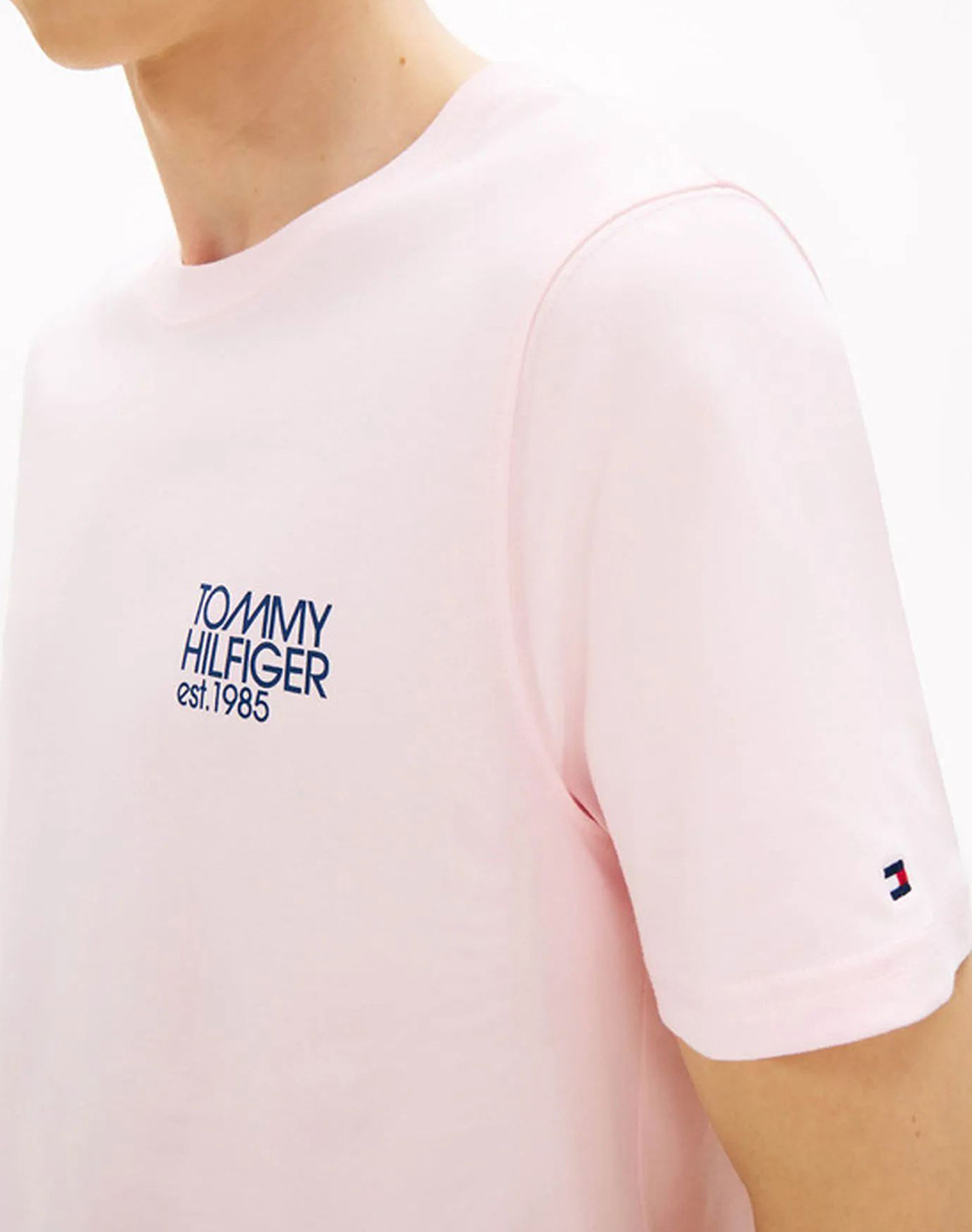 Tommy Hilfiger Jazz Back Graphic Tee Mw0Mw42394-Tpb Lightpink ανδρικά ρούχα μπλούζες T-Shirt Politikos Shop Πολιτικός