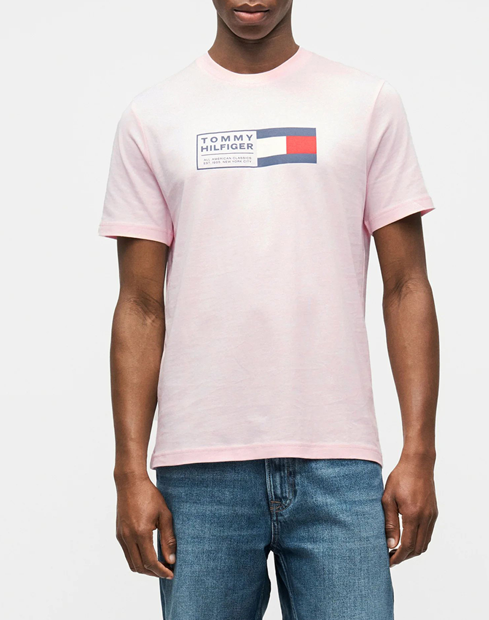 TOMMY HILFIGER BRAND LOVE TEXT BOX TEE MW0MW42366-TPB LightPink