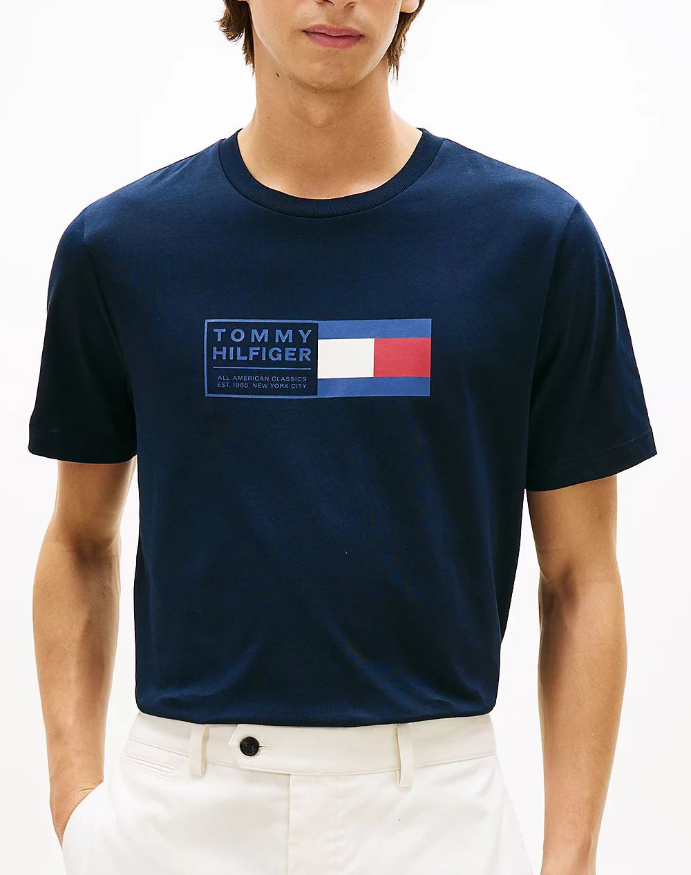 TOMMY HILFIGER BRAND LOVE TEXT BOX TEE MW0MW42366-DW5 MidnightBlue