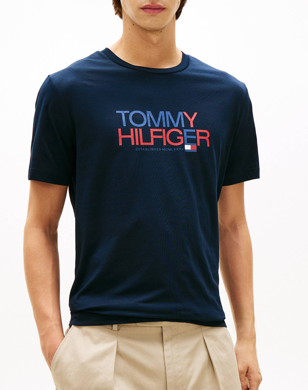TOMMY HILFIGER BRAND LOVE BIG TEXT TEE MW0MW42369-DW5 DarkBlue