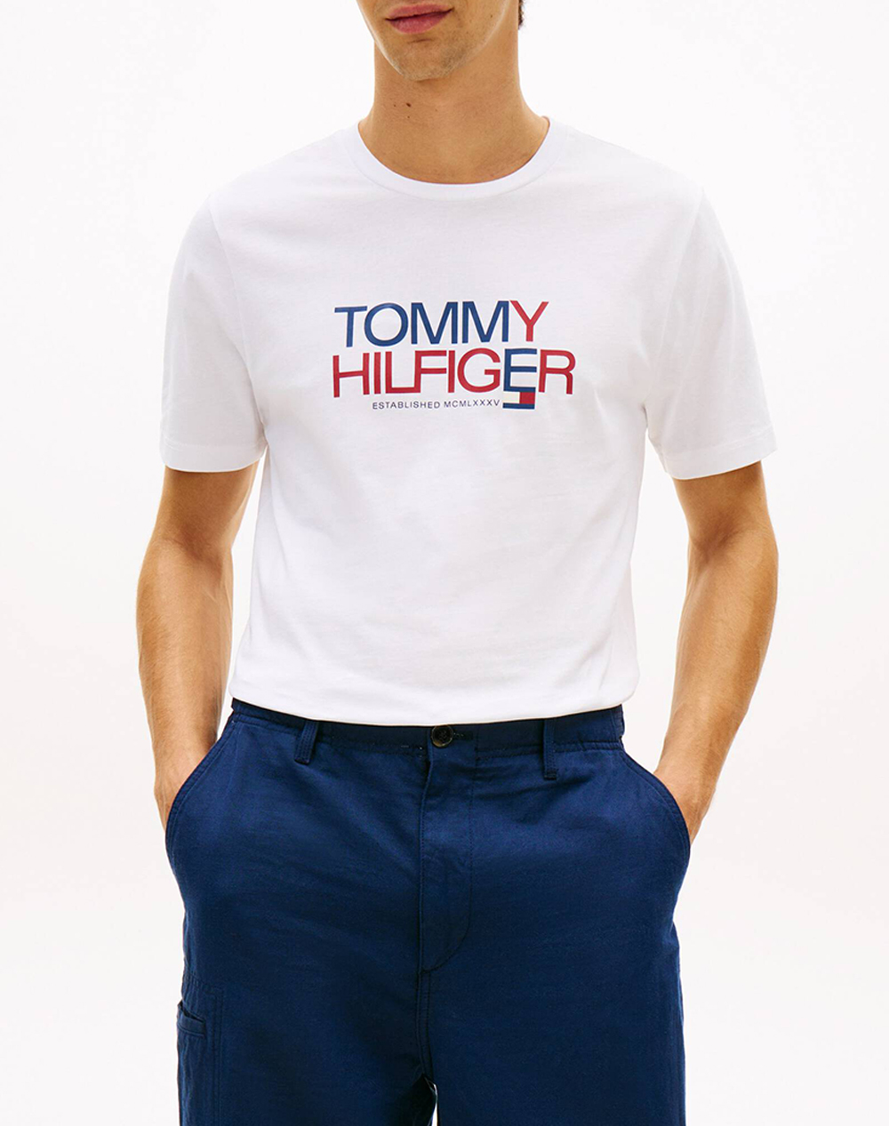 TOMMY HILFIGER BRAND LOVE BIG TEXT TEE MW0MW42369-YBR White