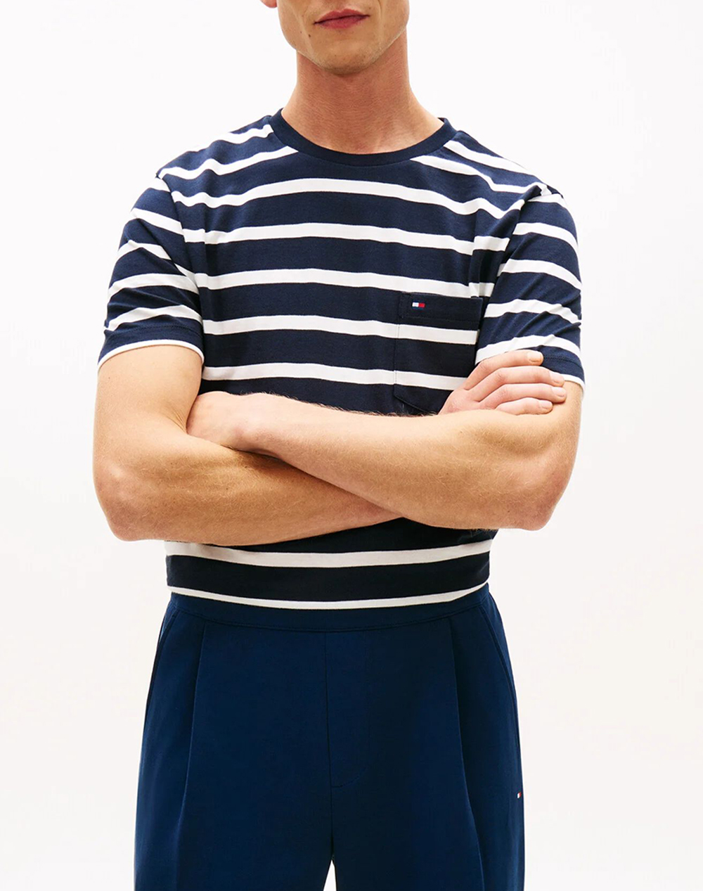 TOMMY HILFIGER ESS REG FIT STRIPE POCKET TEE MW0MW41378-0BC NavyBlue