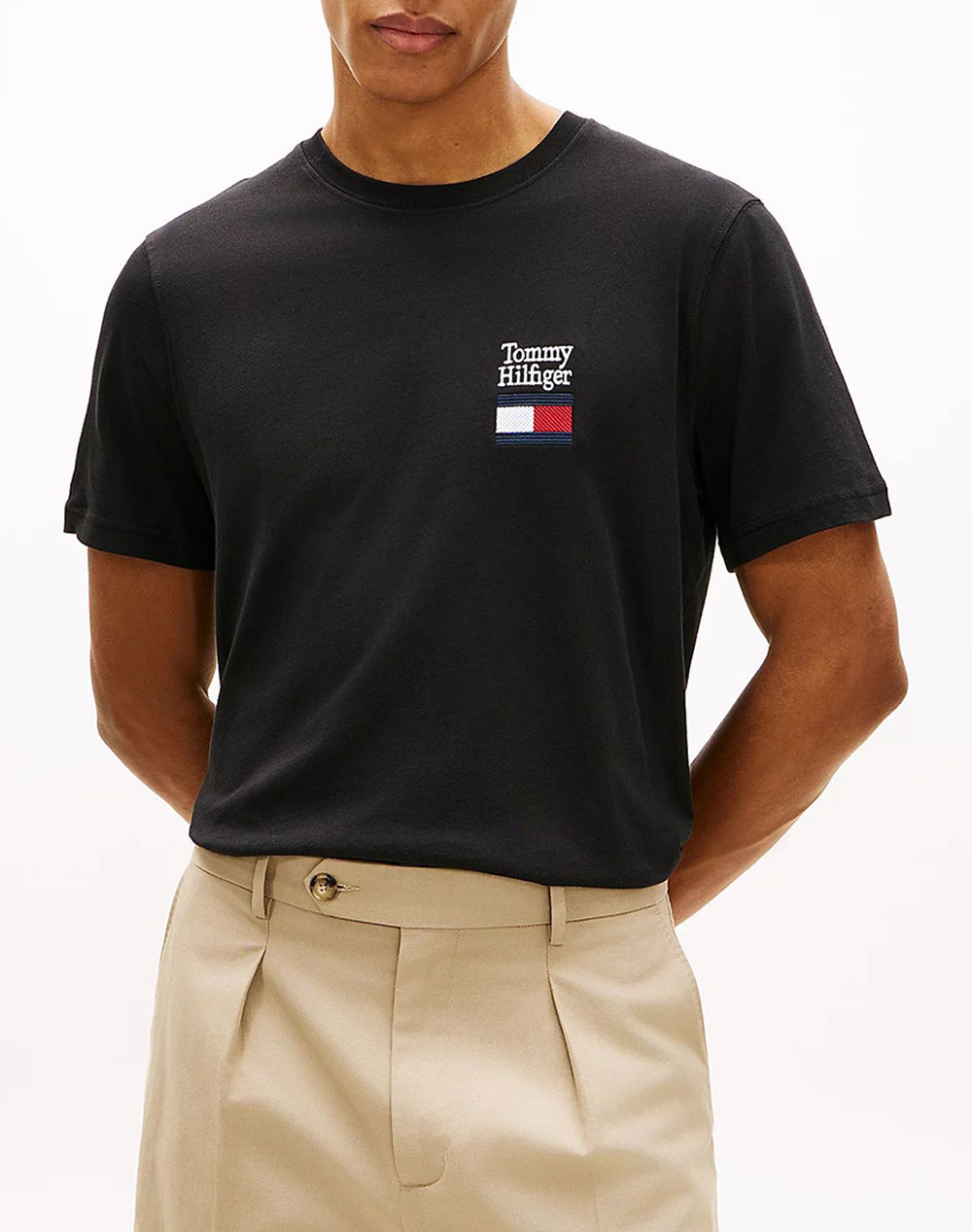 TOMMY HILFIGER BRAND LOVE TEXT STACK TEE MW0MW42367-BDS Black