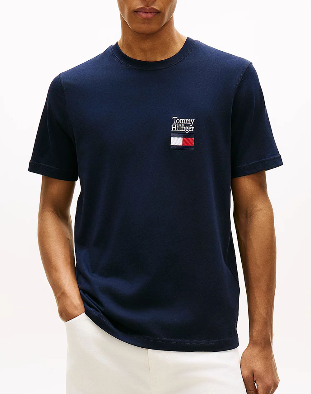 TOMMY HILFIGER BRAND LOVE TEXT STACK TEE MW0MW42367-DW5 DarkBlue