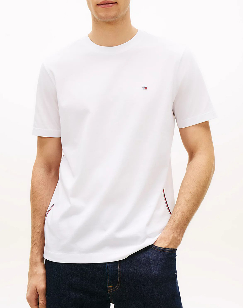 TOMMY HILFIGER GLOBAL STRIPE TEE MW0MW42393-YBR White