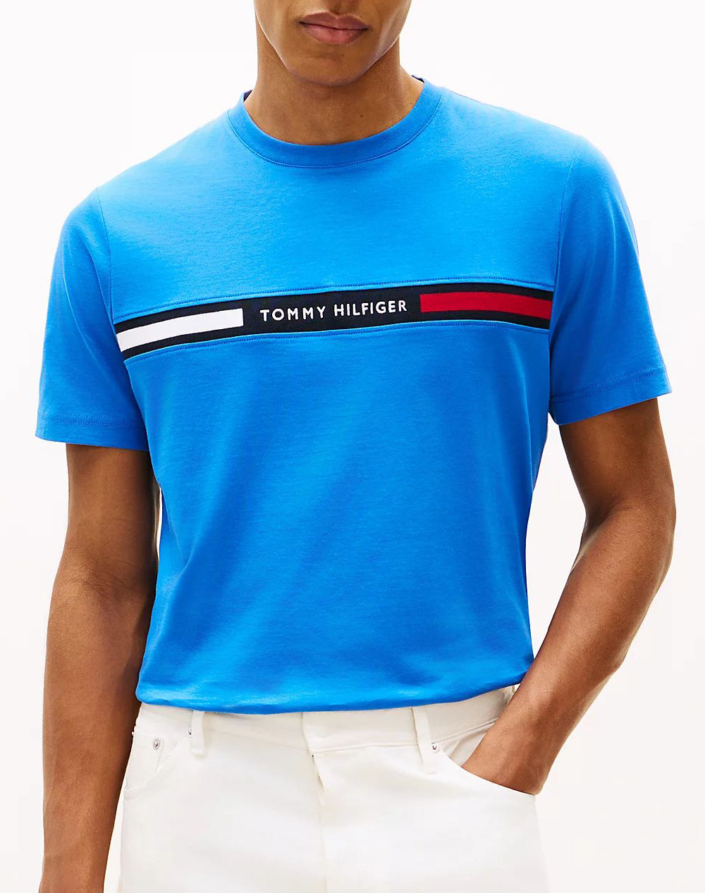 TOMMY HILFIGER HILFIGER CHEST INSERT TEE MW0MW36498-C4U EarthBlue