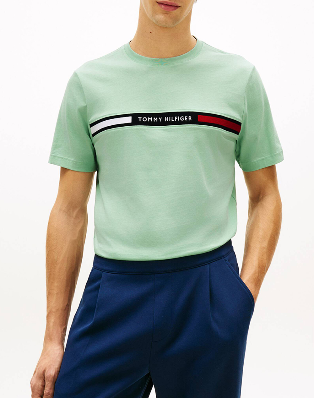 TOMMY HILFIGER HILFIGER CHEST INSERT TEE MW0MW36498-MAI MintGreen