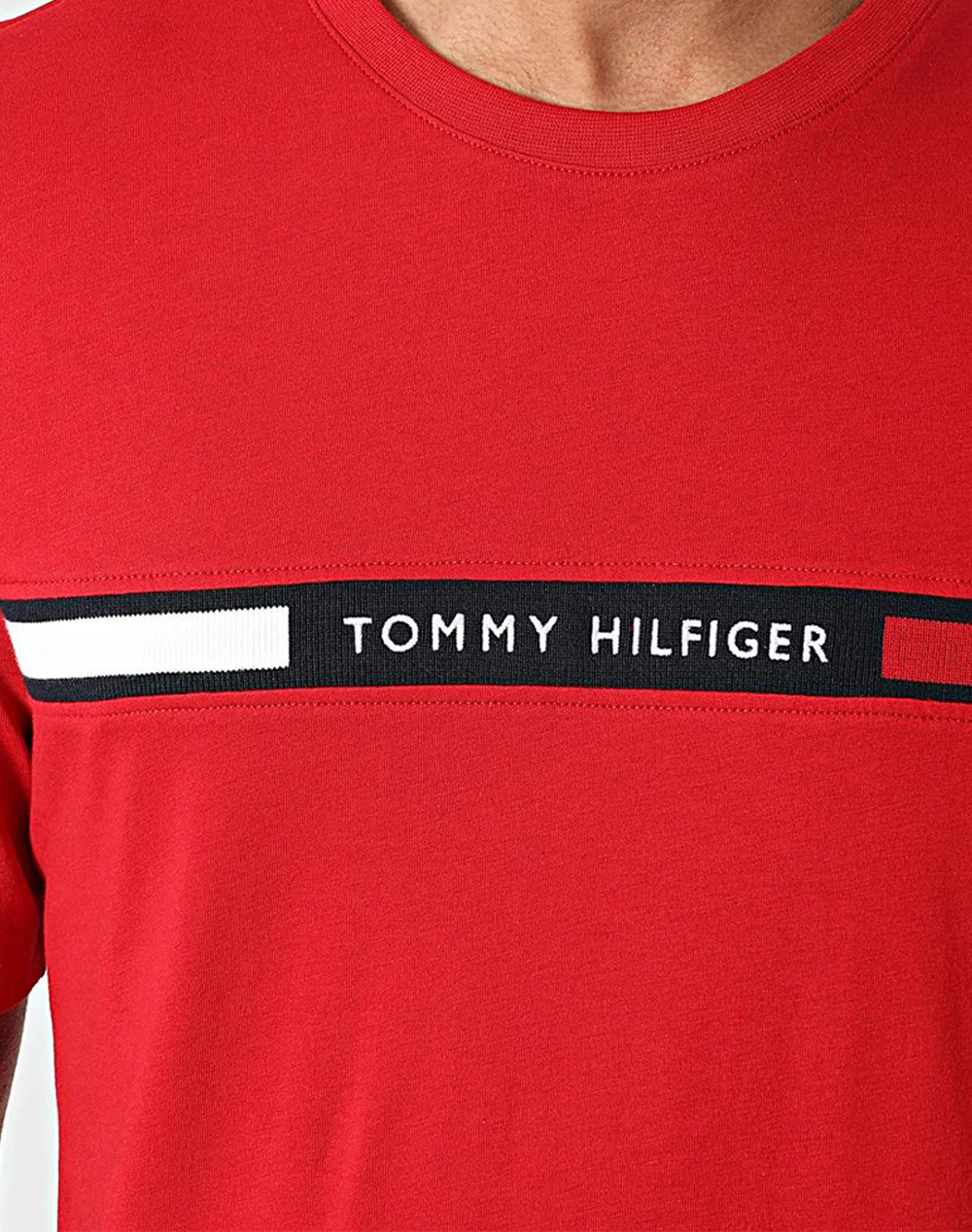 Tommy Hilfiger Chest Insert Tee Mw0Mw36498-Xld Red ανδρικά ρούχα μπλούζες T-Shirt Politikos Shop Πολιτικός