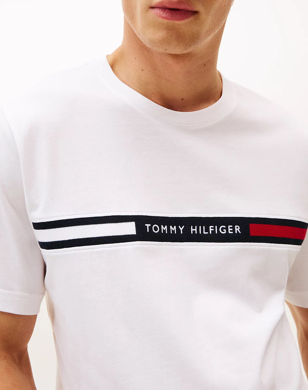 Tommy Hilfiger Chest Insert Tee Mw0Mw36498-Ybr White ανδρικά ρούχα μπλούζες T-Shirt Politikos Shop Πολιτικός