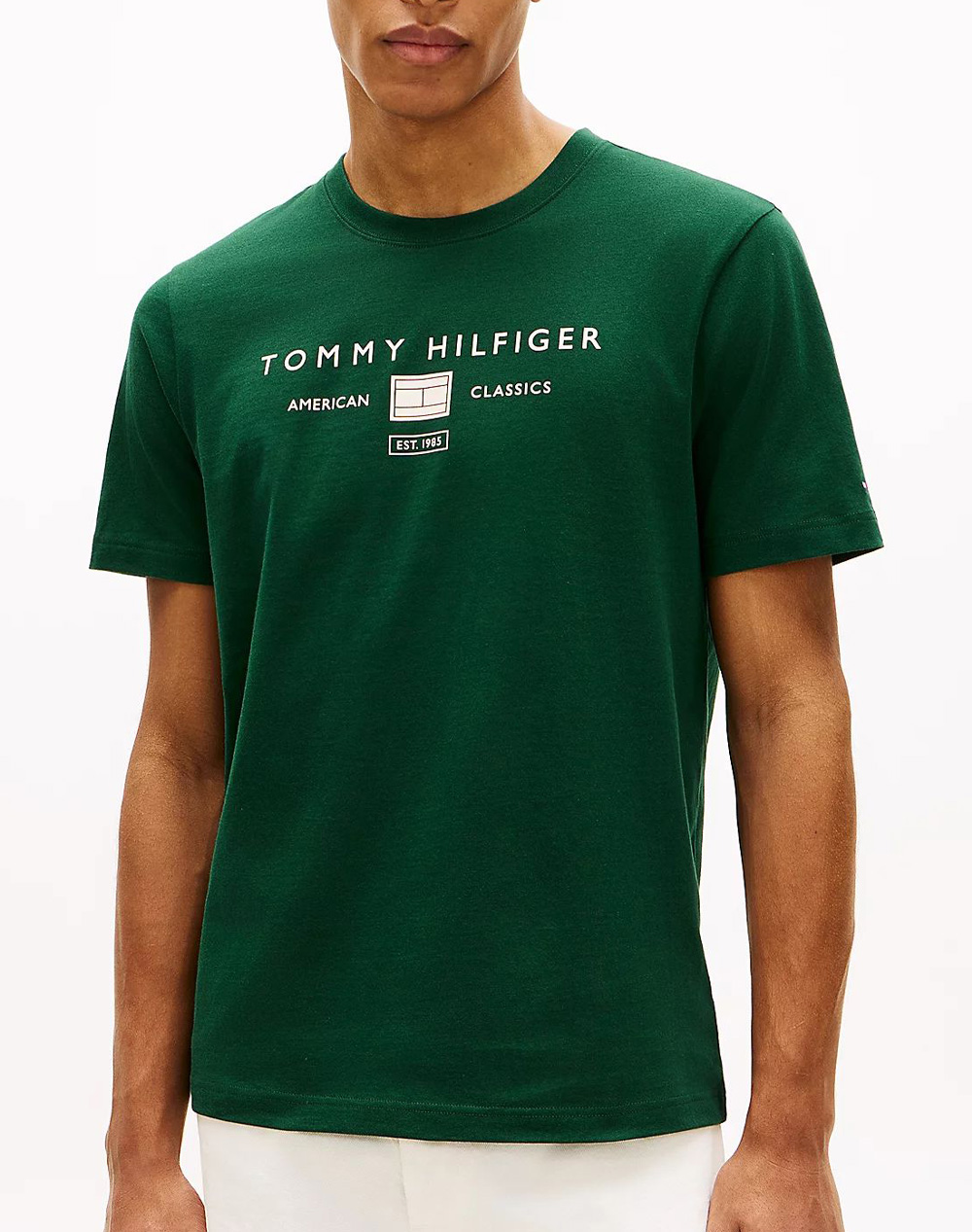 TOMMY HILFIGER BRAND LOVE MONO STACK TEE MW0MW42365-MBN DarkGreen